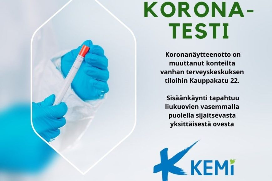 Koronanäytteenoton uusi osoite Kauppakatu 22