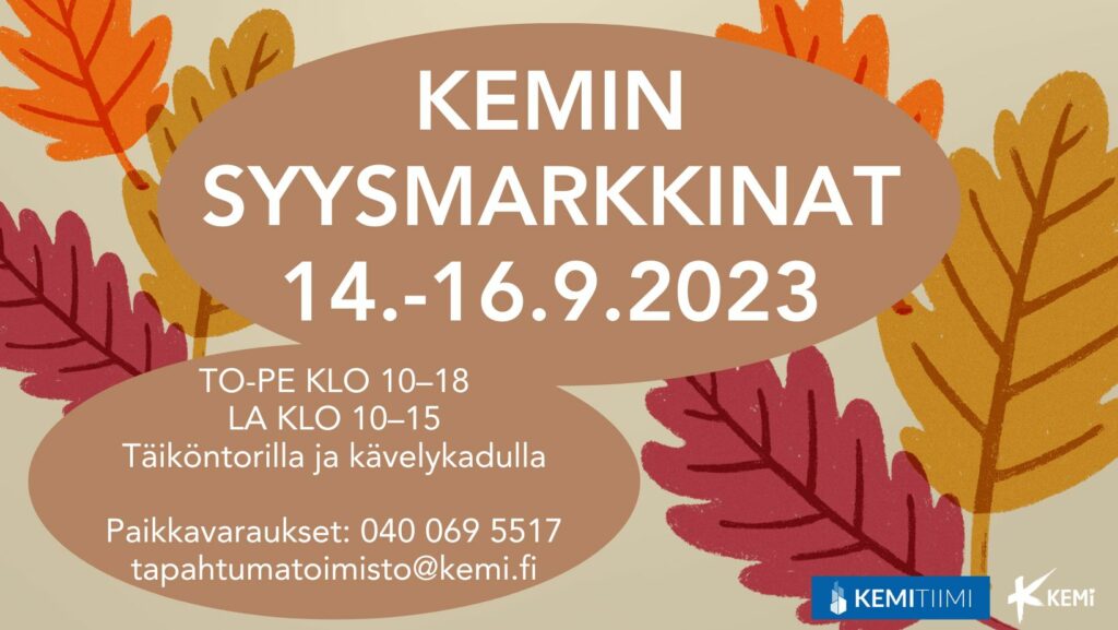 Kemin Syysmarkkinat 14.-16.9.2023
